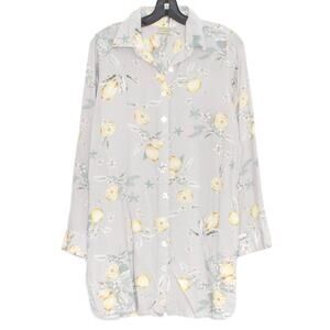 Tunic Top Lemon Cottage Coastal Boho French Country Shabby Chic Button Up M/L